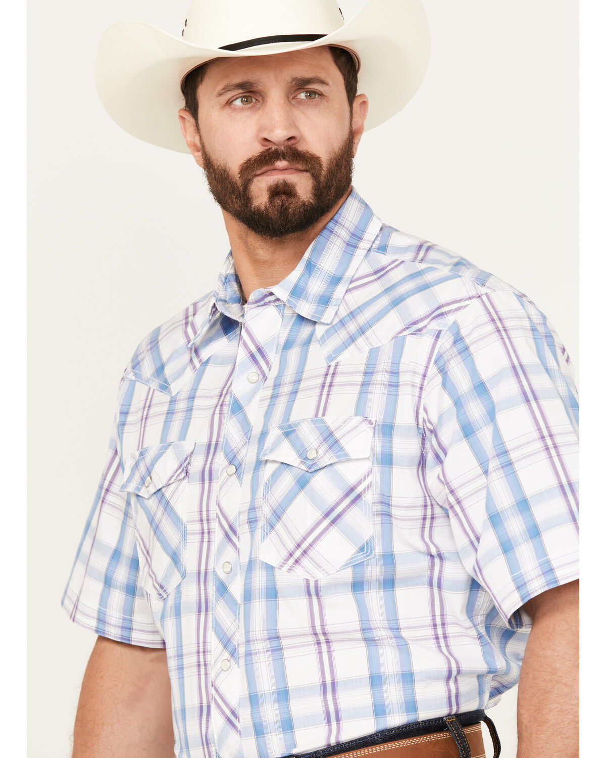 Wrangler 20X Men's Advanced Comfort Plaid Print Short Sleeve Snap Western Shirt