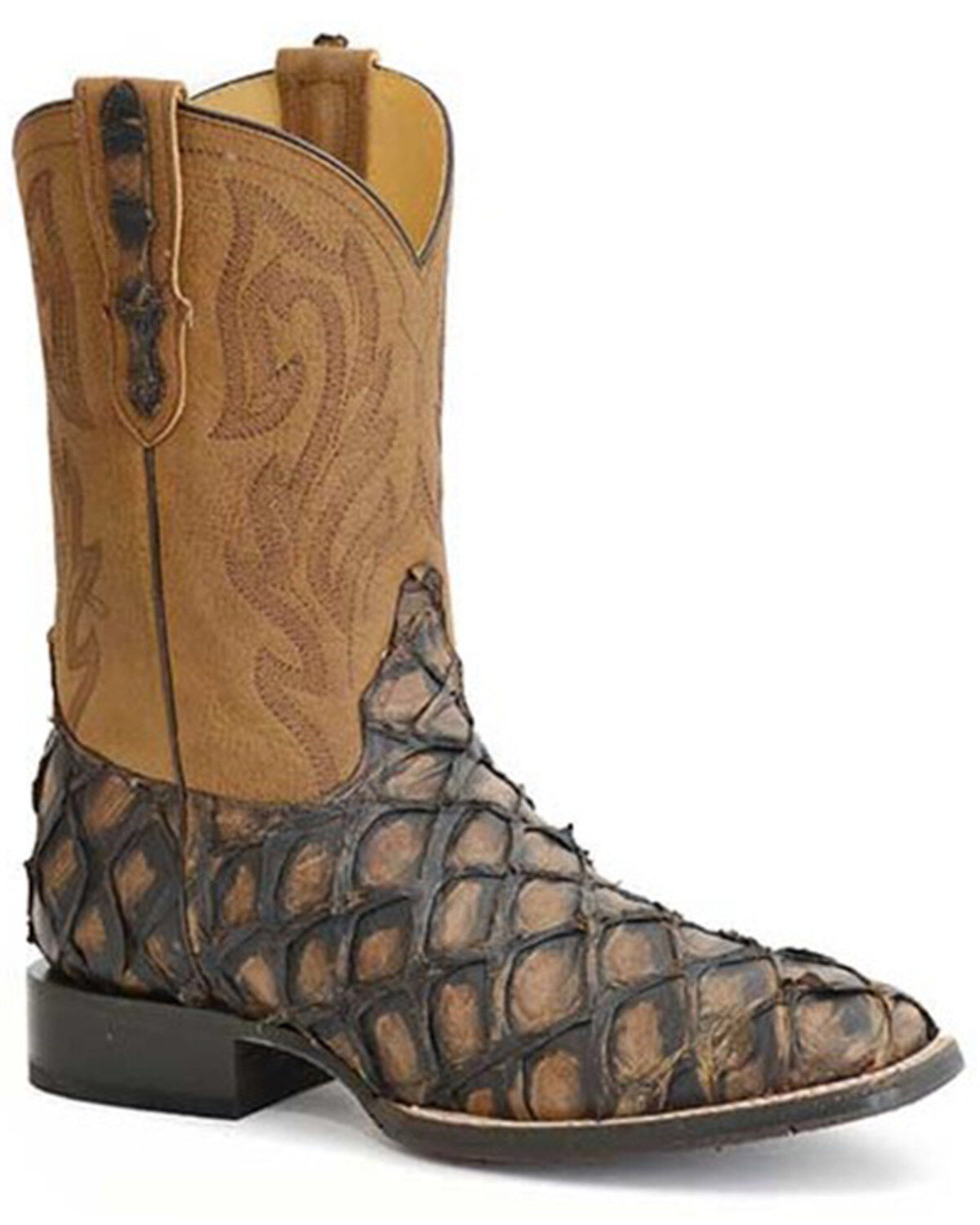 Stetson Men's Predator Pirarucu Vamp Exotic Western Boots - Wide Square Toe