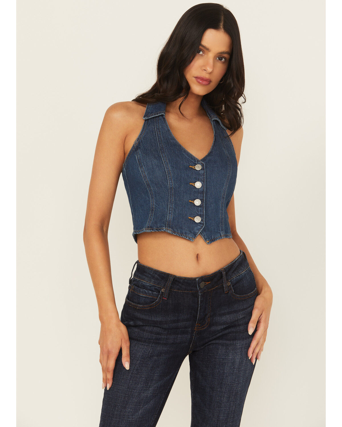 Levi's Women's Dark Wash Denim Halter Top