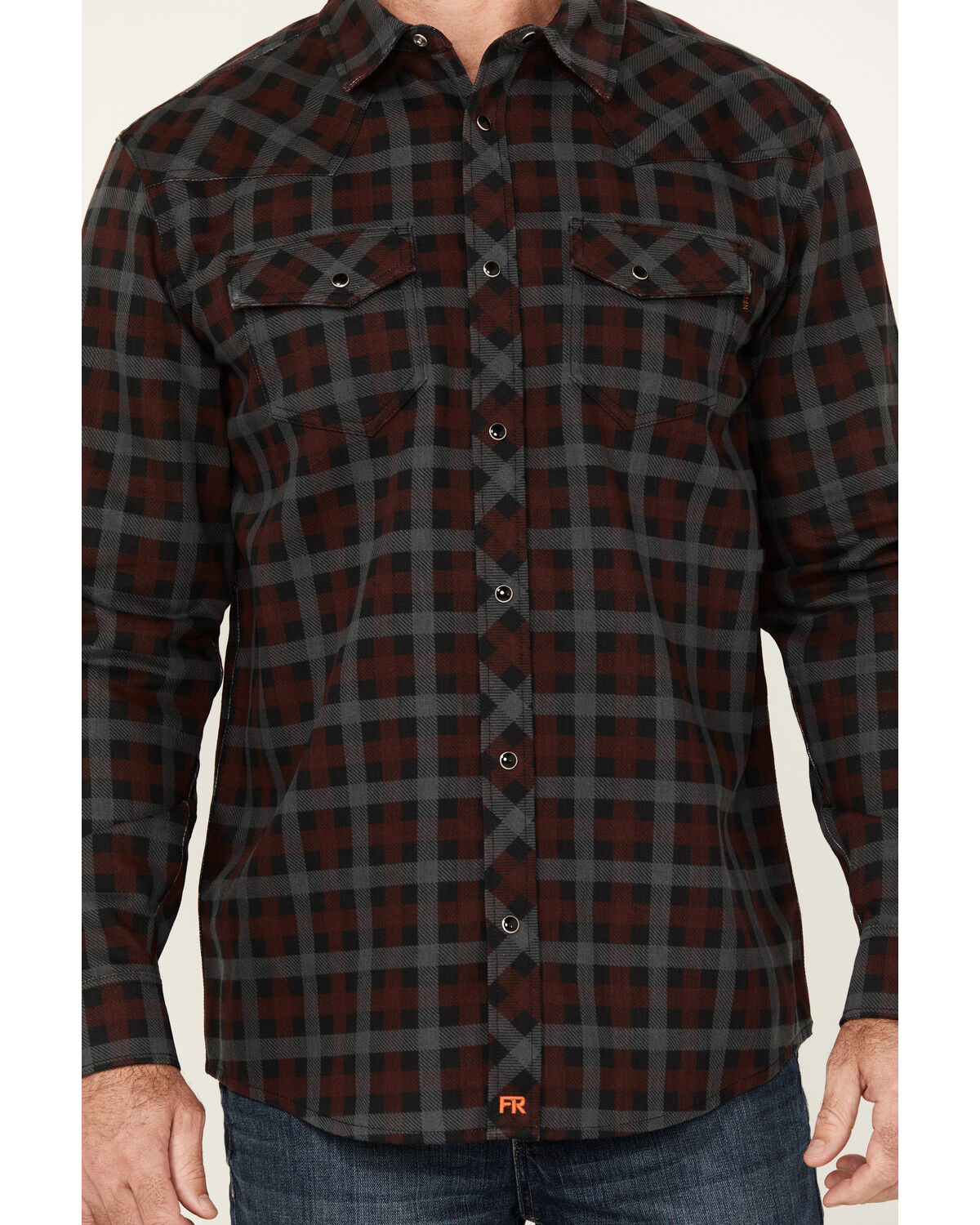 Cody James Men's FR Plaid Print Long Sleeve Snap Western Work Shirt