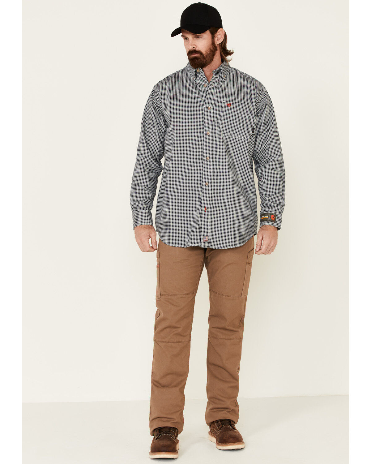 Ariat Men's FR Plaid Print Long Sleeves Button-Down Work Shirt - Tall