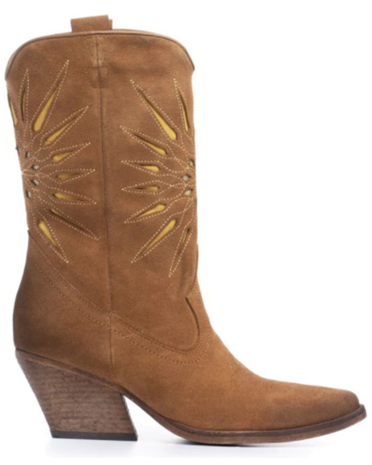 Golo Women's Contrasting Inlaid Sun Western Boots - Round Toe