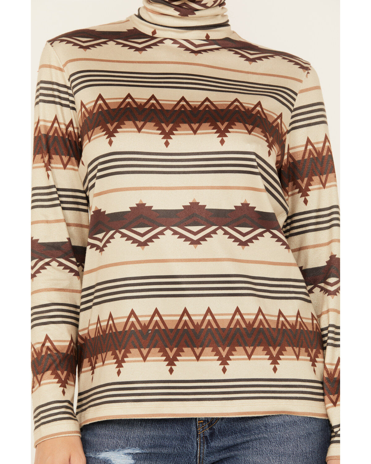 Tasha Polizzi Women's Zuri Southwestern Print Long Sleeve Turtleneck Top
