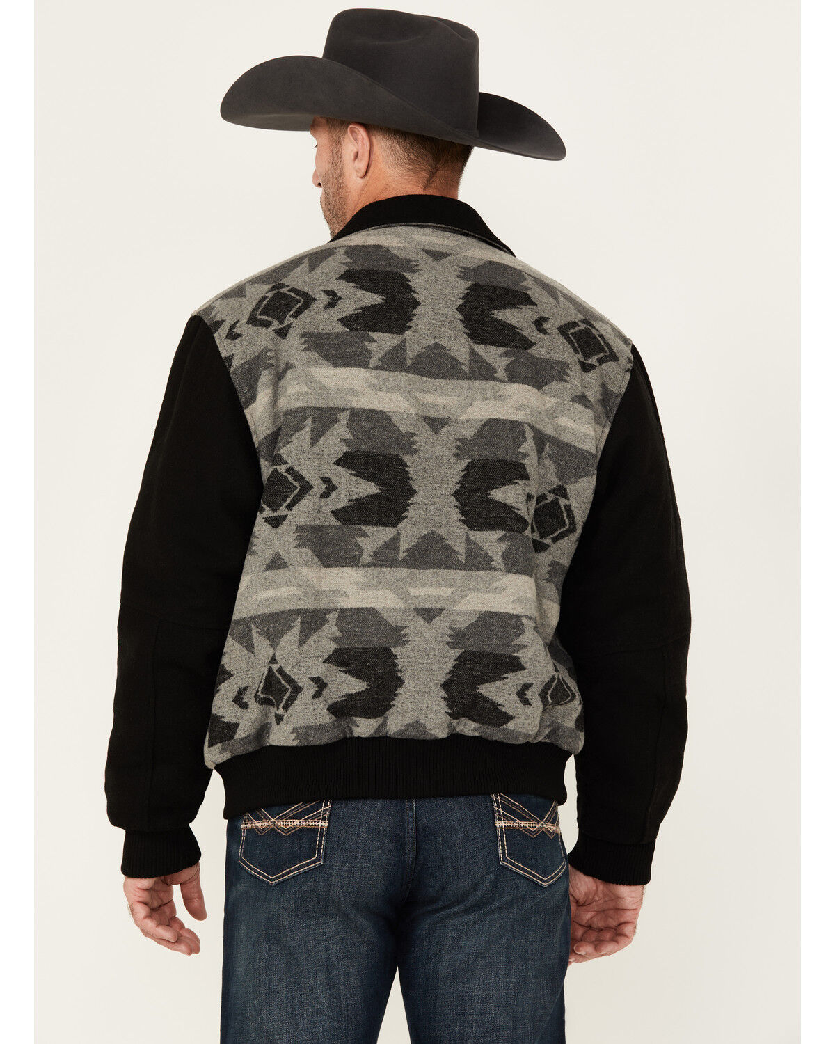 Cripple Creek Men's Southwestern Print Wool Bomber Jacket