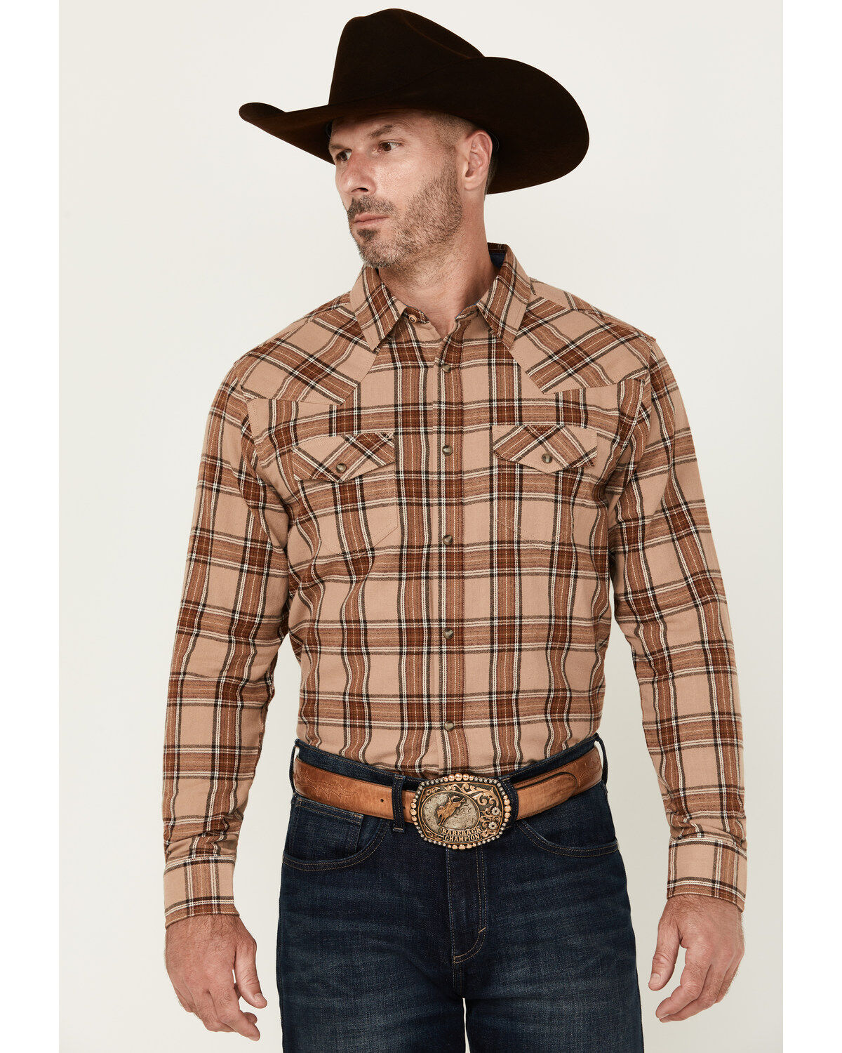 Cody James Men's Frontier Plaid Print Long Sleeve Snap Western Shirt