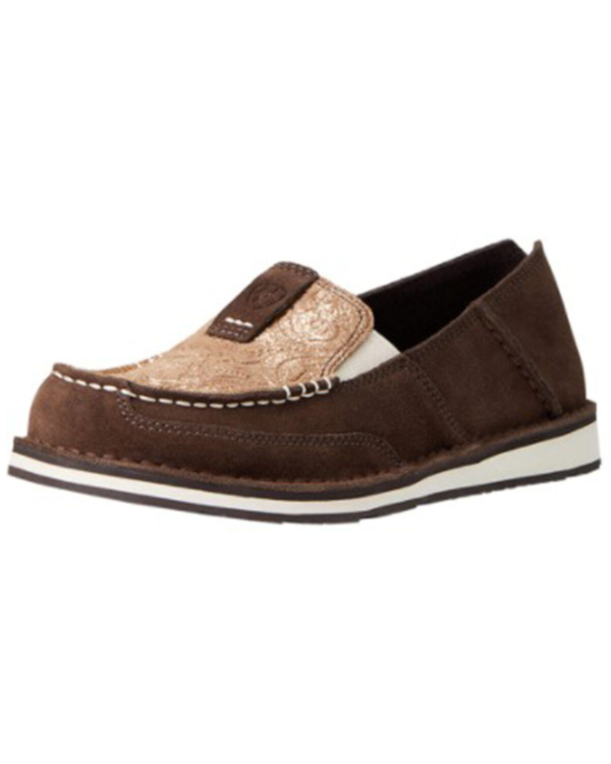 Ariat Women's Suede Floral Metallic Casual Slip-On Cruiser - Moc Toe