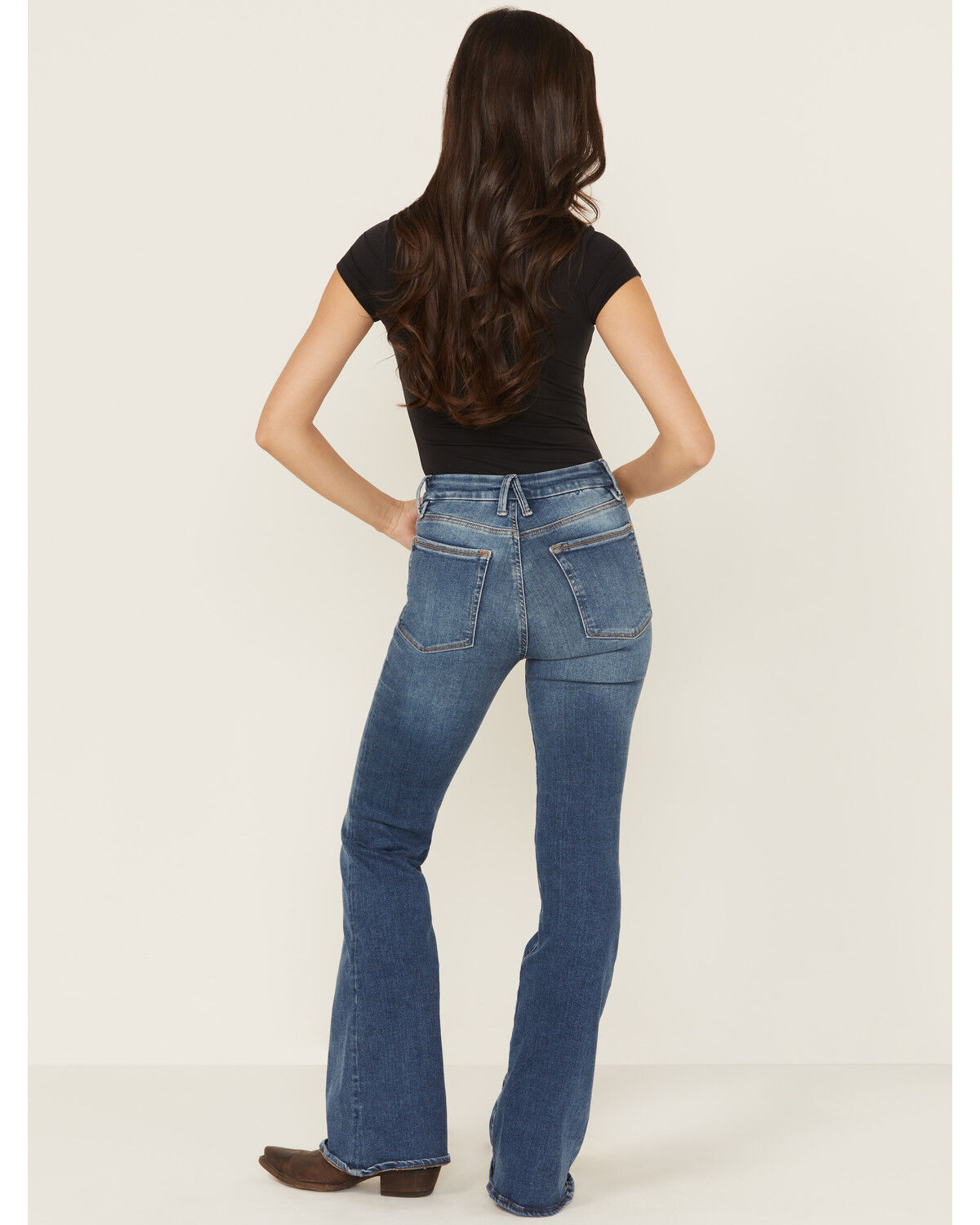 Good American Women's Good Legs Medium Wash High Rise Pull-On Flare Jeans