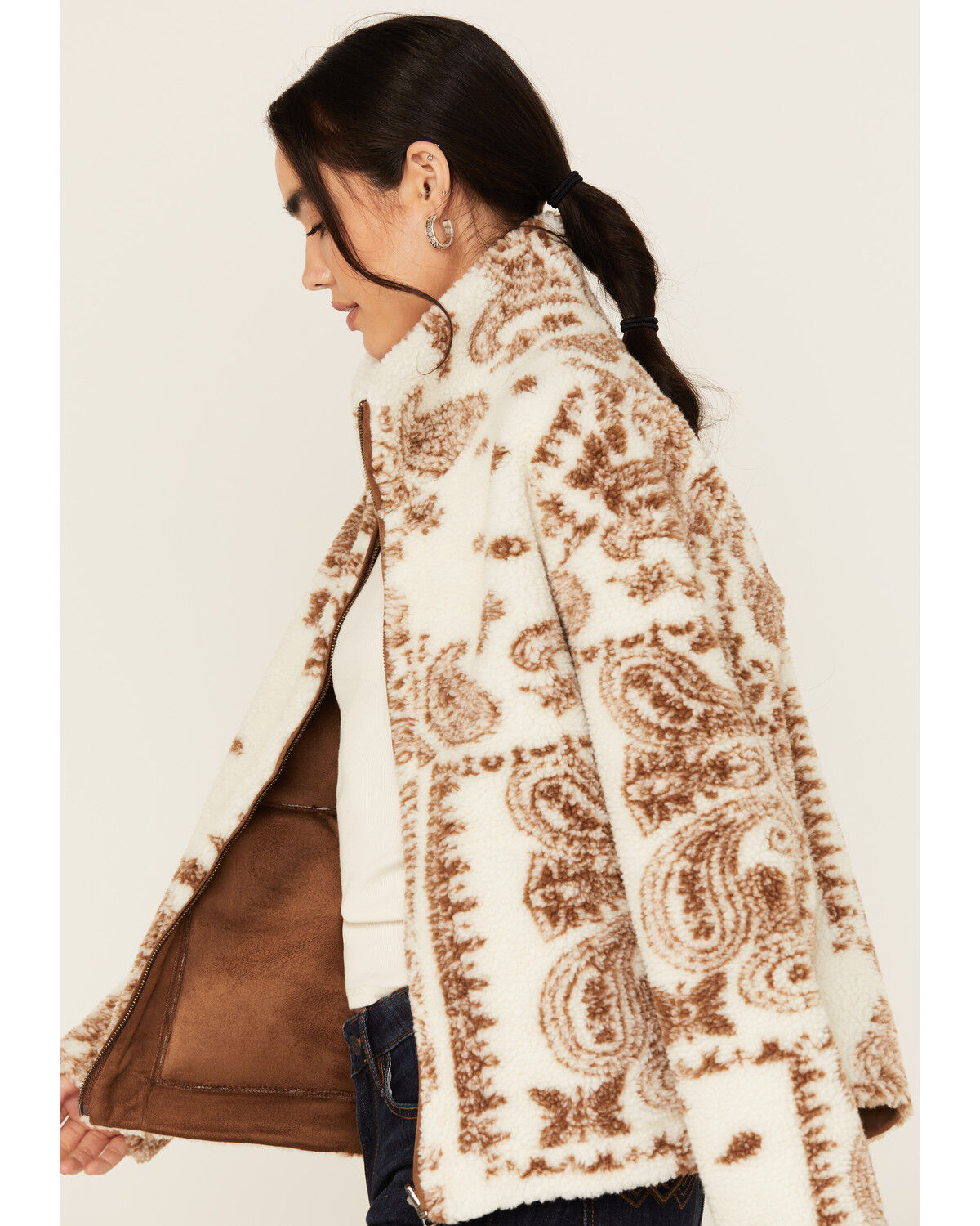 Idyllwind Women's Casey Reversible Faux Suede and Sherpa Zip-Up Jacket