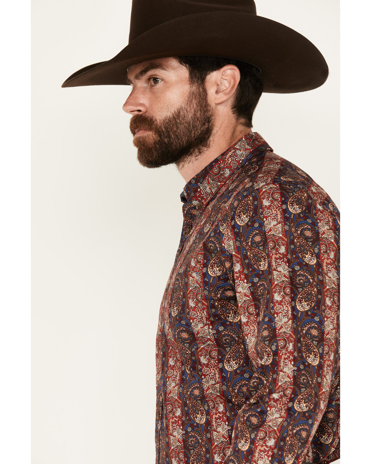 Cody James Men's Decoy Paisley Print Long Sleeve Stretch Button-Down Western Shirt - Big