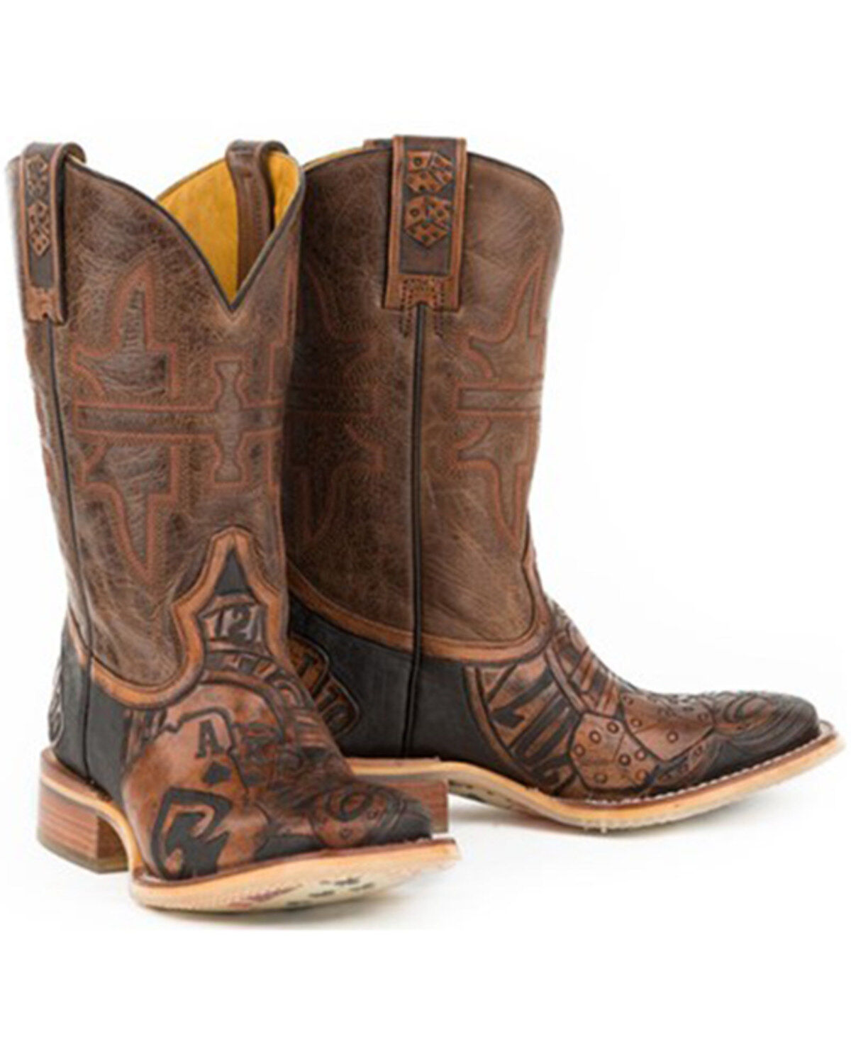 Tin Haul Men's The Gambler Card Shuffle Sole Western Boots - Broad Square Toe