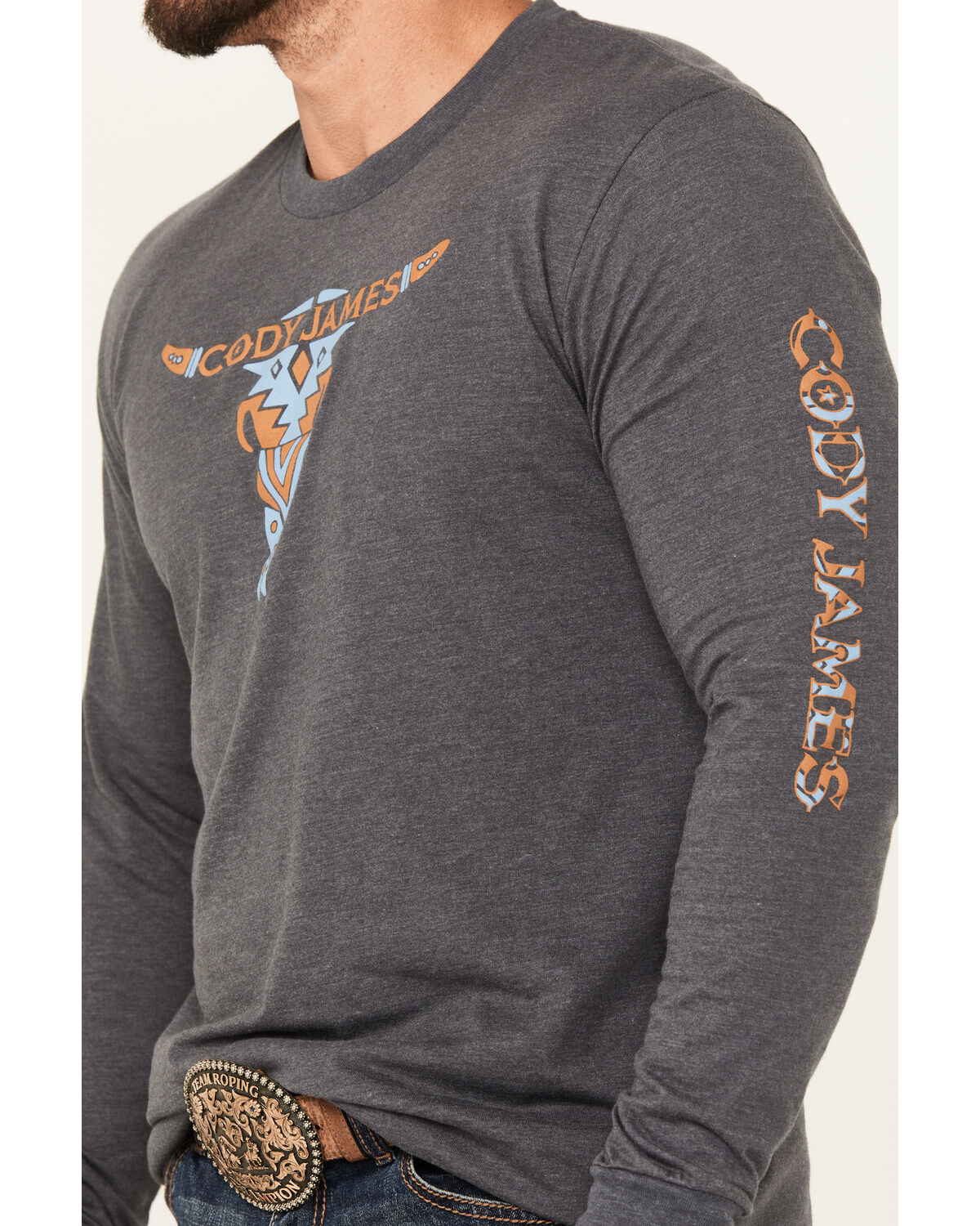 Cody James Men's Tribal Bull Long Sleeve Graphic T-Shirt
