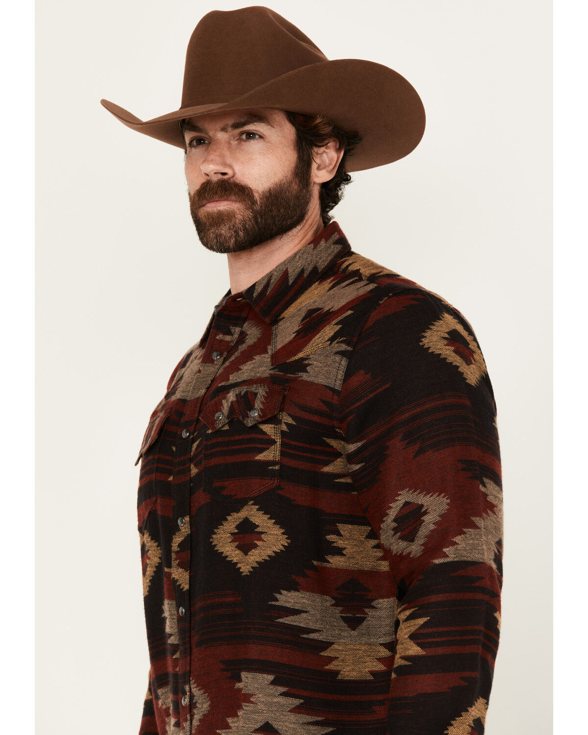 Moonshine Spirit Men's Spot Light Southwestern Print Long Sleeve Snap Western Shirt