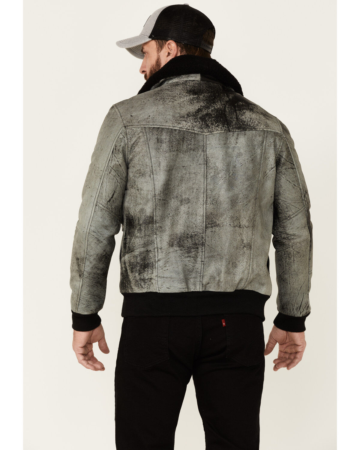 Understated Leather Men's Spirit Distressed Cowhide Zip-Front Leather Bomber Jacket