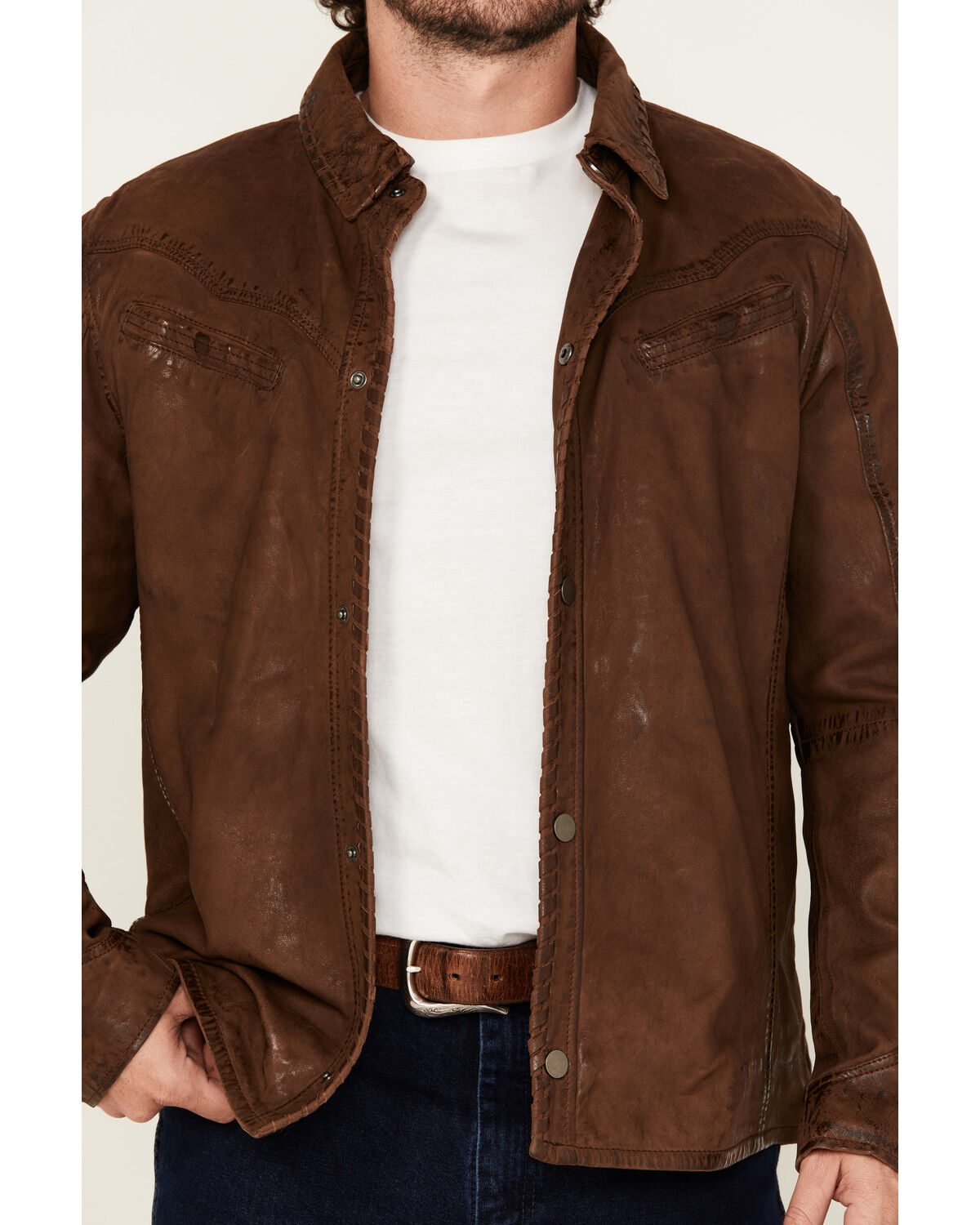 Mauritius Leather Men's Woodly Whipstitch Leather Jacket