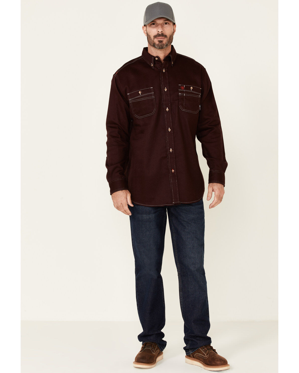 Ariat Men's FR Solid Long Sleeve Button Down Work Shirt