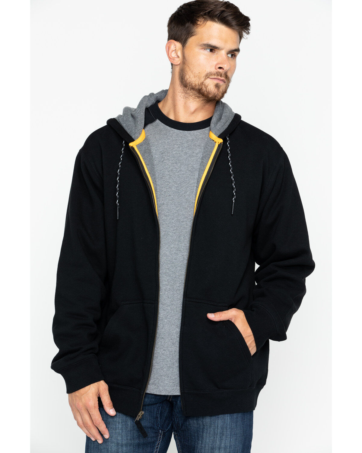 HawX™ Men's Black Zip-Front Thermal Lined Hooded Jacket - Big