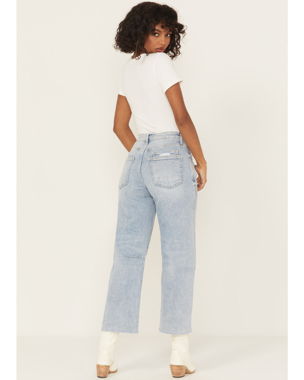 Flying Monkey Women's Katie Light Wash Super High Rise Barrel Stretch Denim Jeans