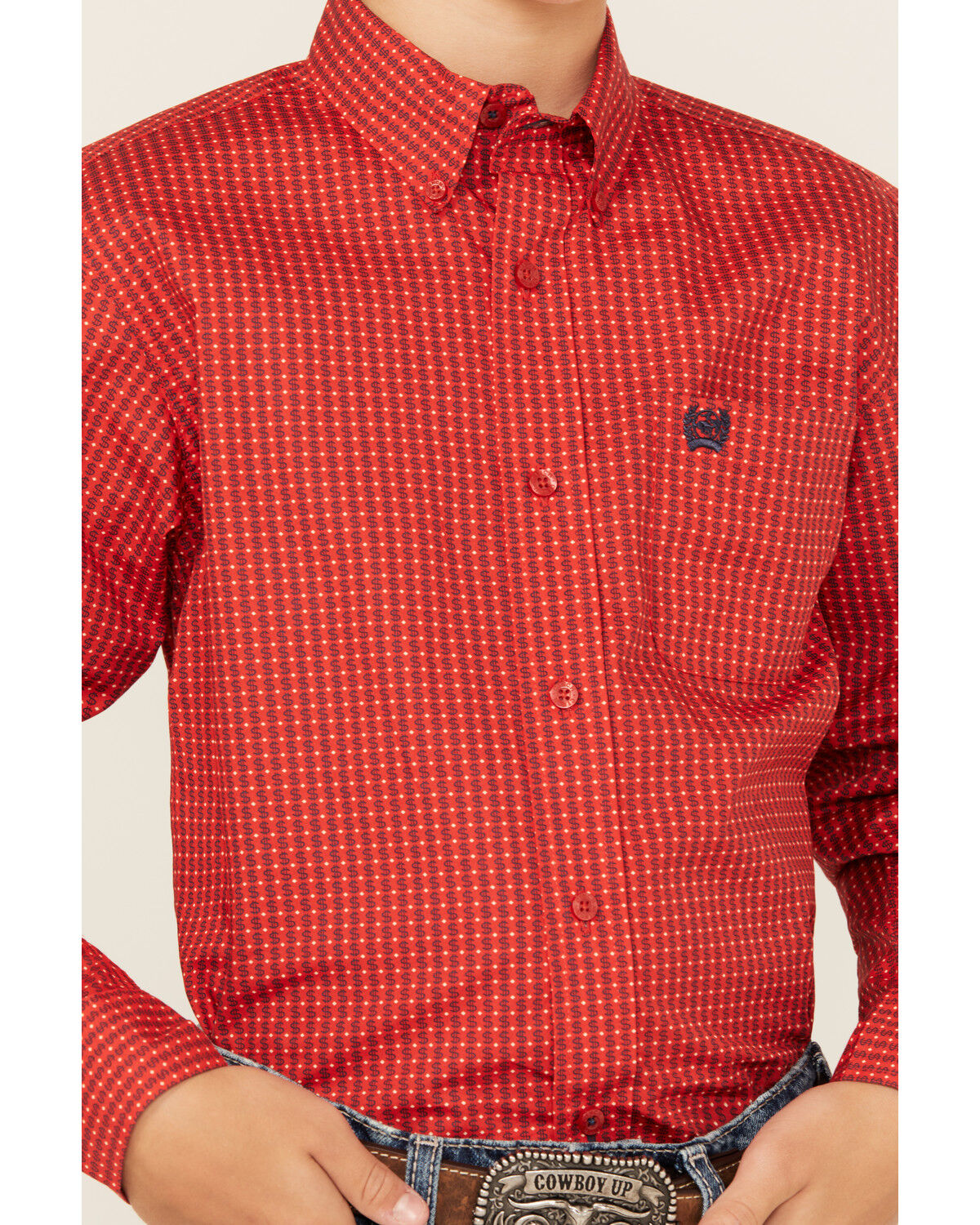 Cinch Boys' Geo Print Long Sleeve Button-Down Western Shirt