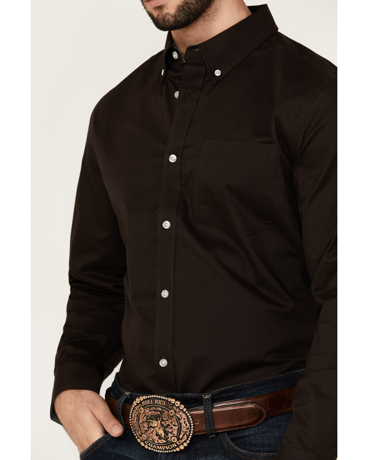 Cody James Men's Basic Solid Long Sleeve Button-Down Stretch Western Shirt