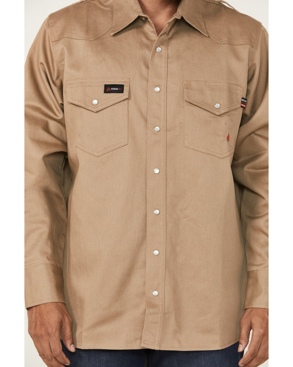 Forge Workwear Men's FR Solid Long Sleeve Snap Work Shirt