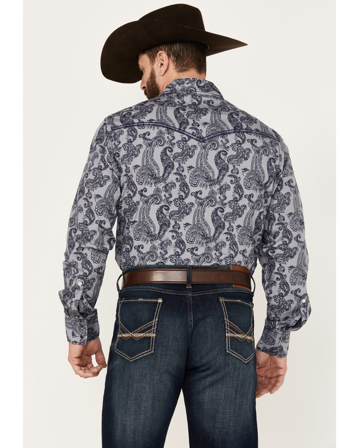 Wrangler Men's Rock 47 Paisley Print Long Sleeve Snap Western Shirt