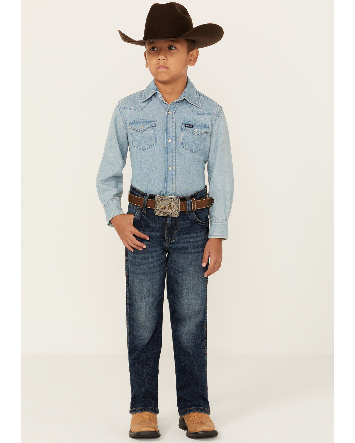 Wrangler Little Boys' Medium Wash Dellwood Relaxed Bootcut Stretch Jeans