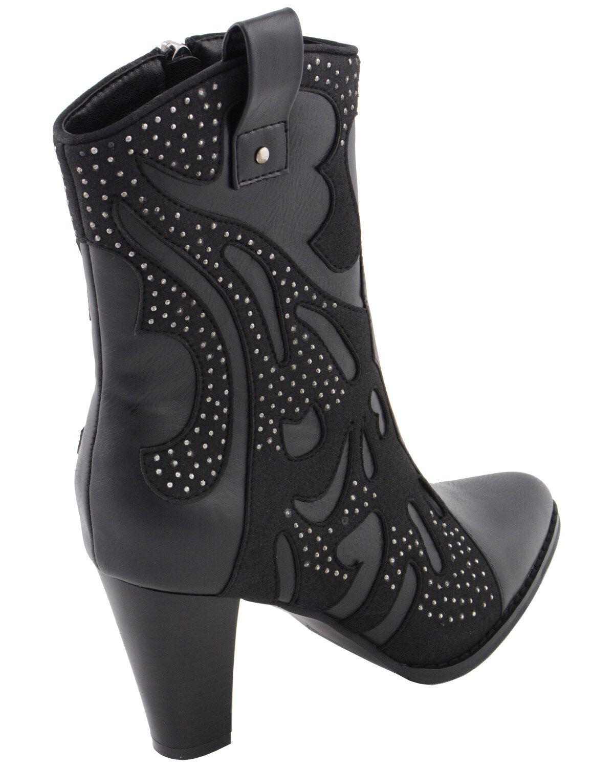 Milwaukee Leather Women's Studded Overlay Western Boots - Round Toe