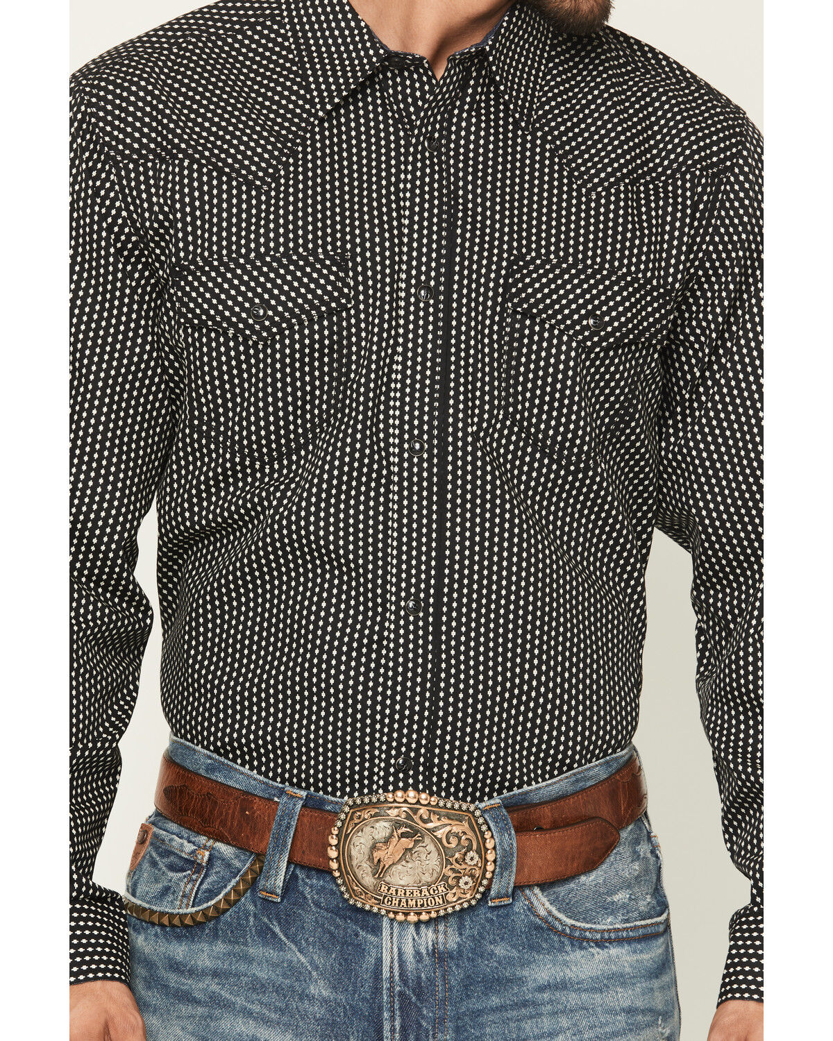 Moonshine Spirit Men's Side Stage Geo Print Long Sleeve Snap Western Shirt