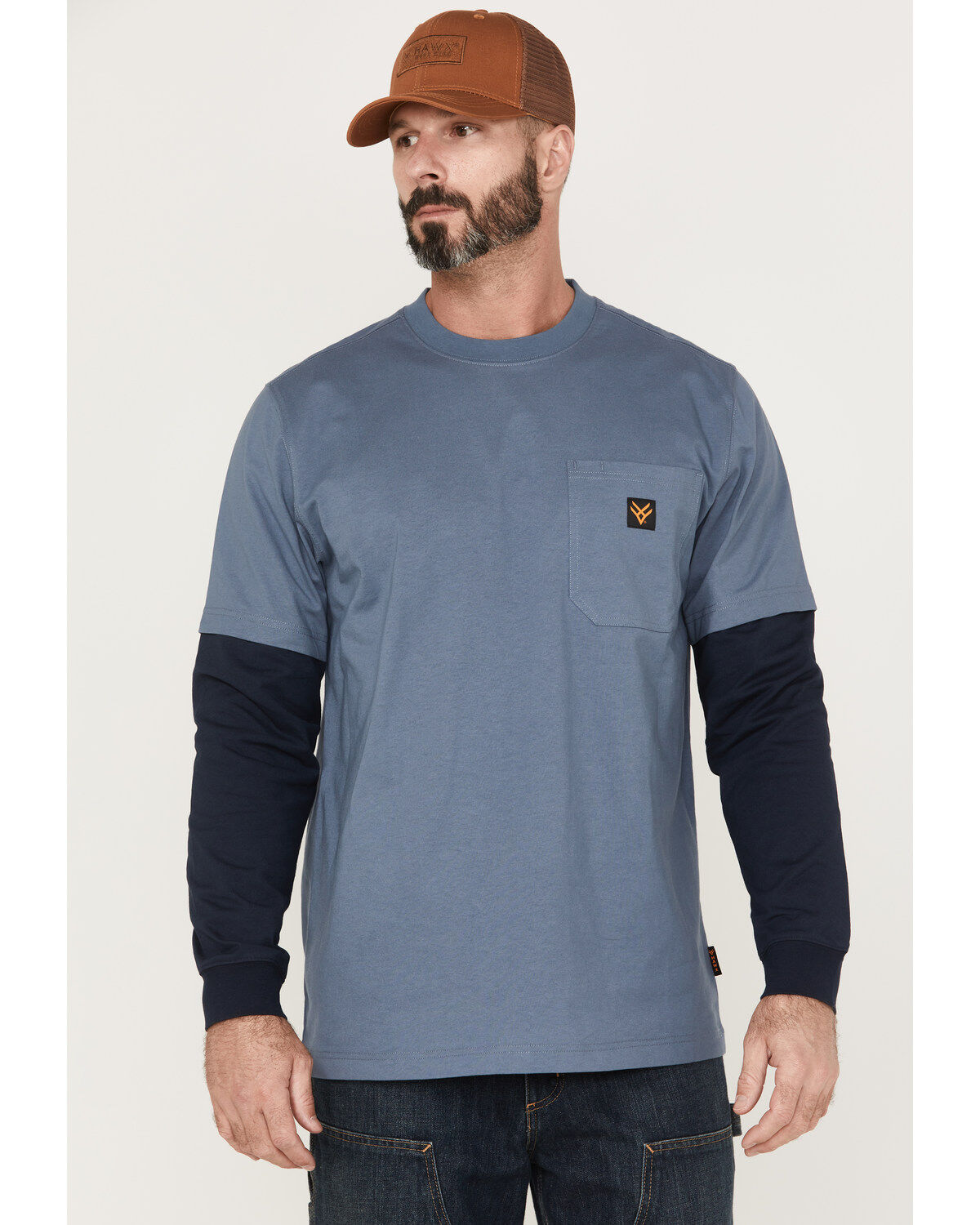 Hawx Men's Layered Pocket Twofer Sleeve Work T-Shirt