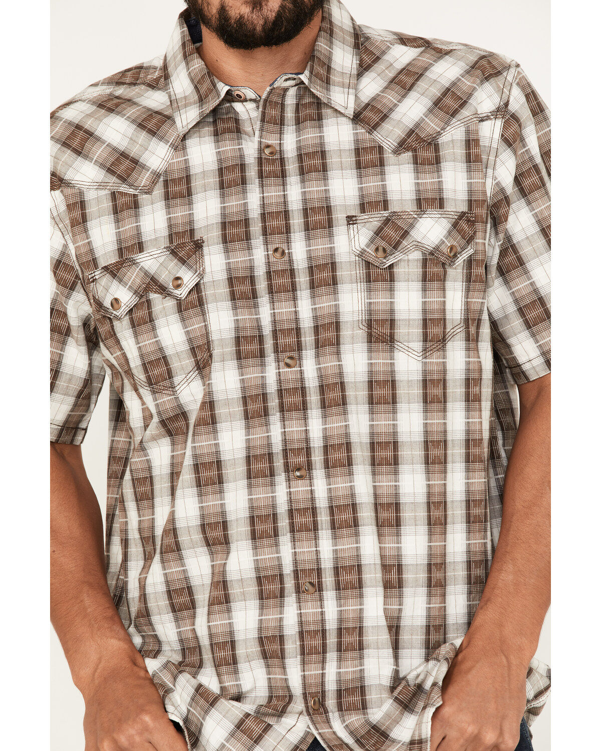 Moonshine Spirit Men's Twisted Barb Plaid Snap Western Shirt