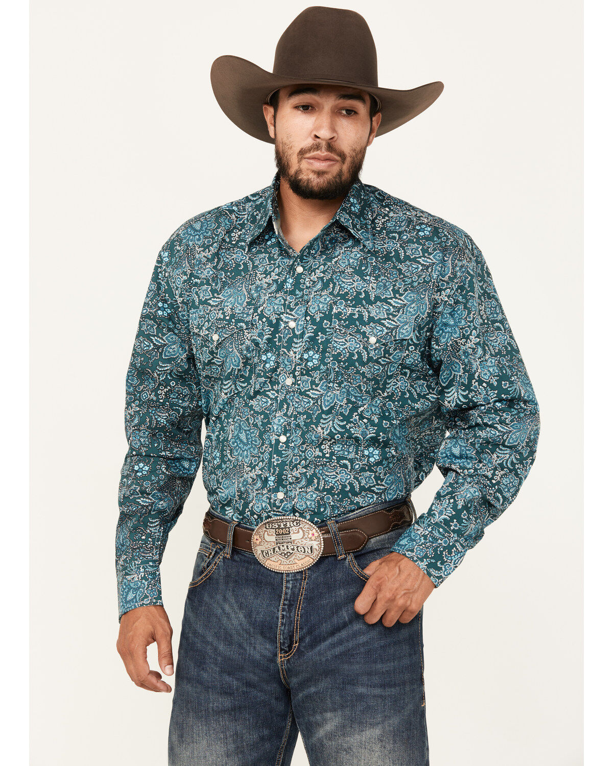 Stetson Men's Floral Print Long Sleeve Pearl Snap Western Shirt