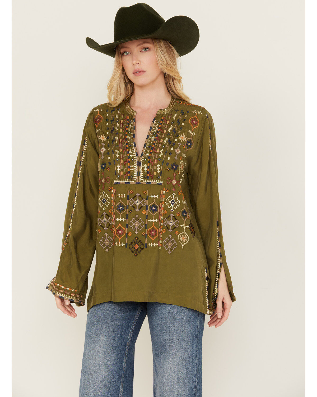 Johnny Was Women's Embroidered Long Sleeve Shirt