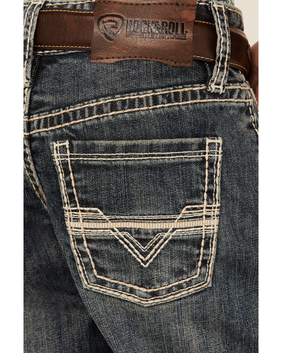 Rock & Roll Denim Boys' Dark Wash Rope Stitch Stretch Bootcut Jeans