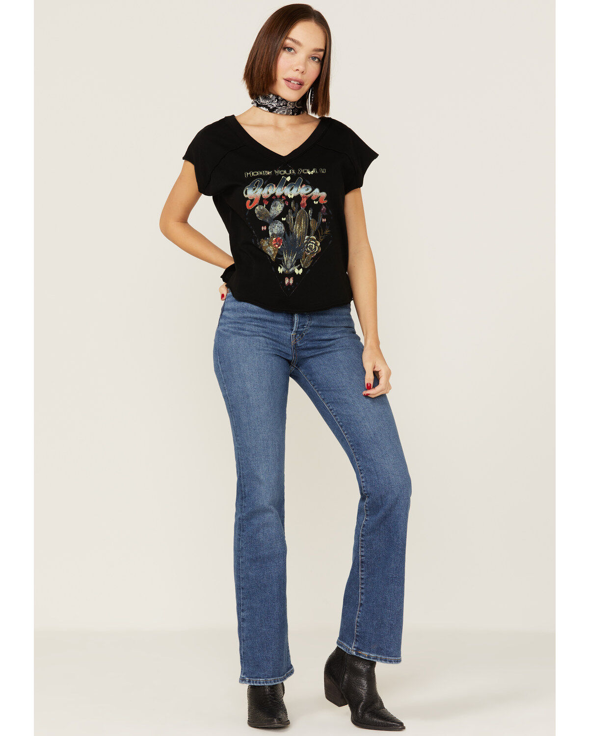 Shyanne Women's Honey Your Soul Is Golden Cactus Graphic Tee