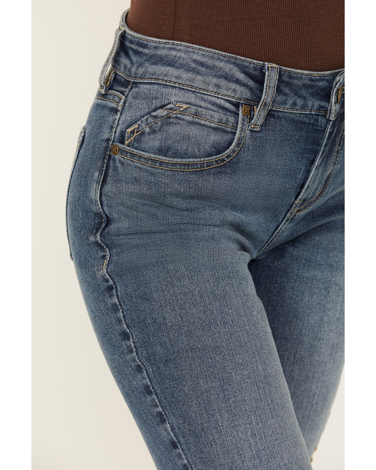 Shyanne Women's Aria Medium Wash Mid Rise Embellished Stretch Jeans