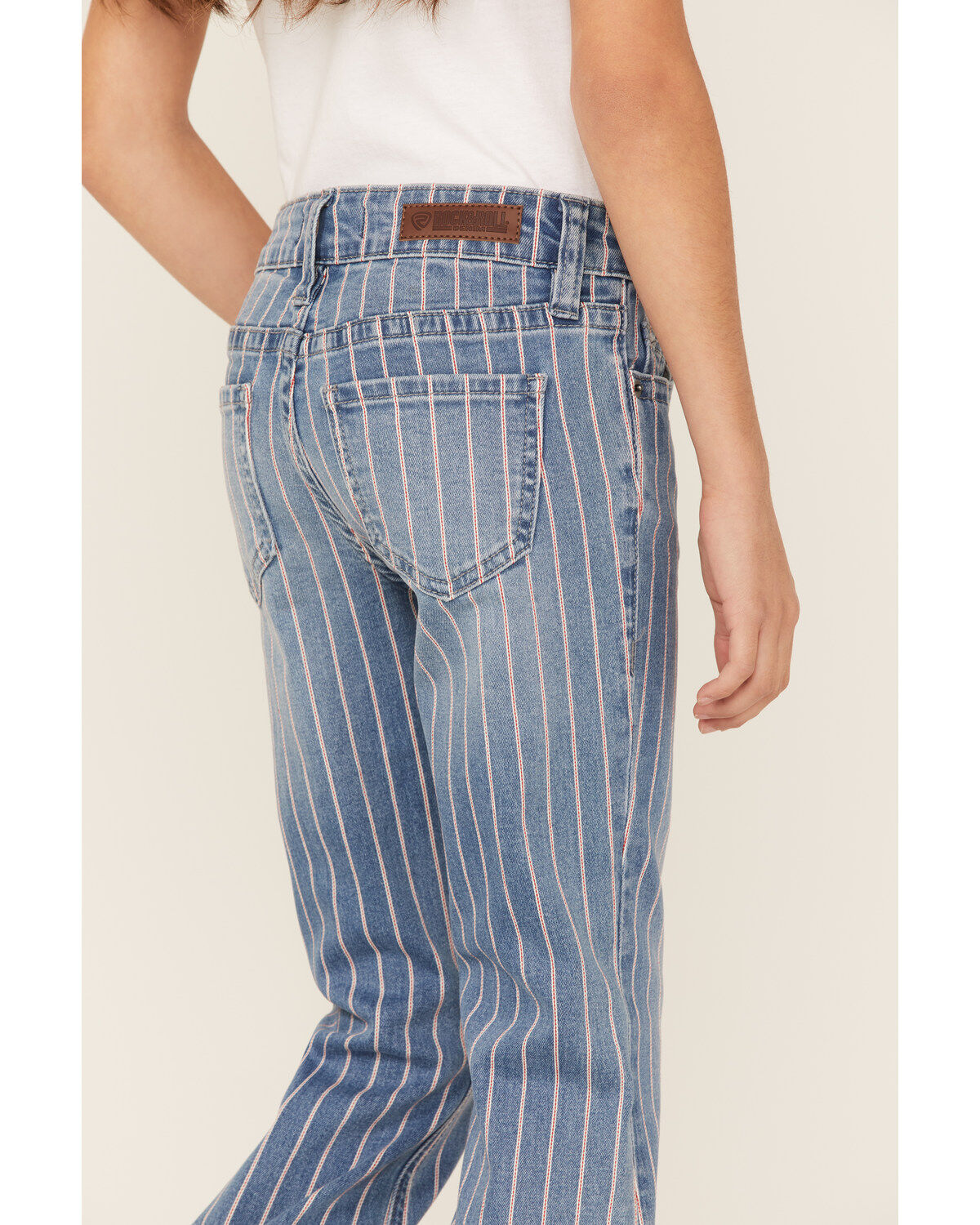 Rock & Roll Denim Girls' Striped Medium Wash Trouser Bootcut Jeans