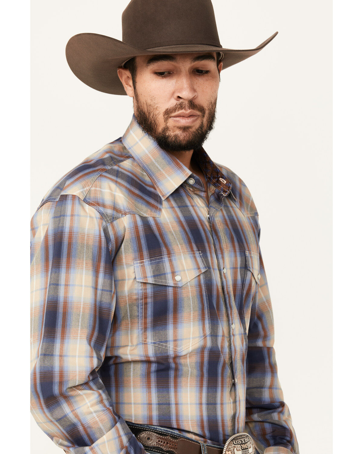 Roper Men's Amarillo Plaid Print Long Sleeve Pearl Snap Western Shirt