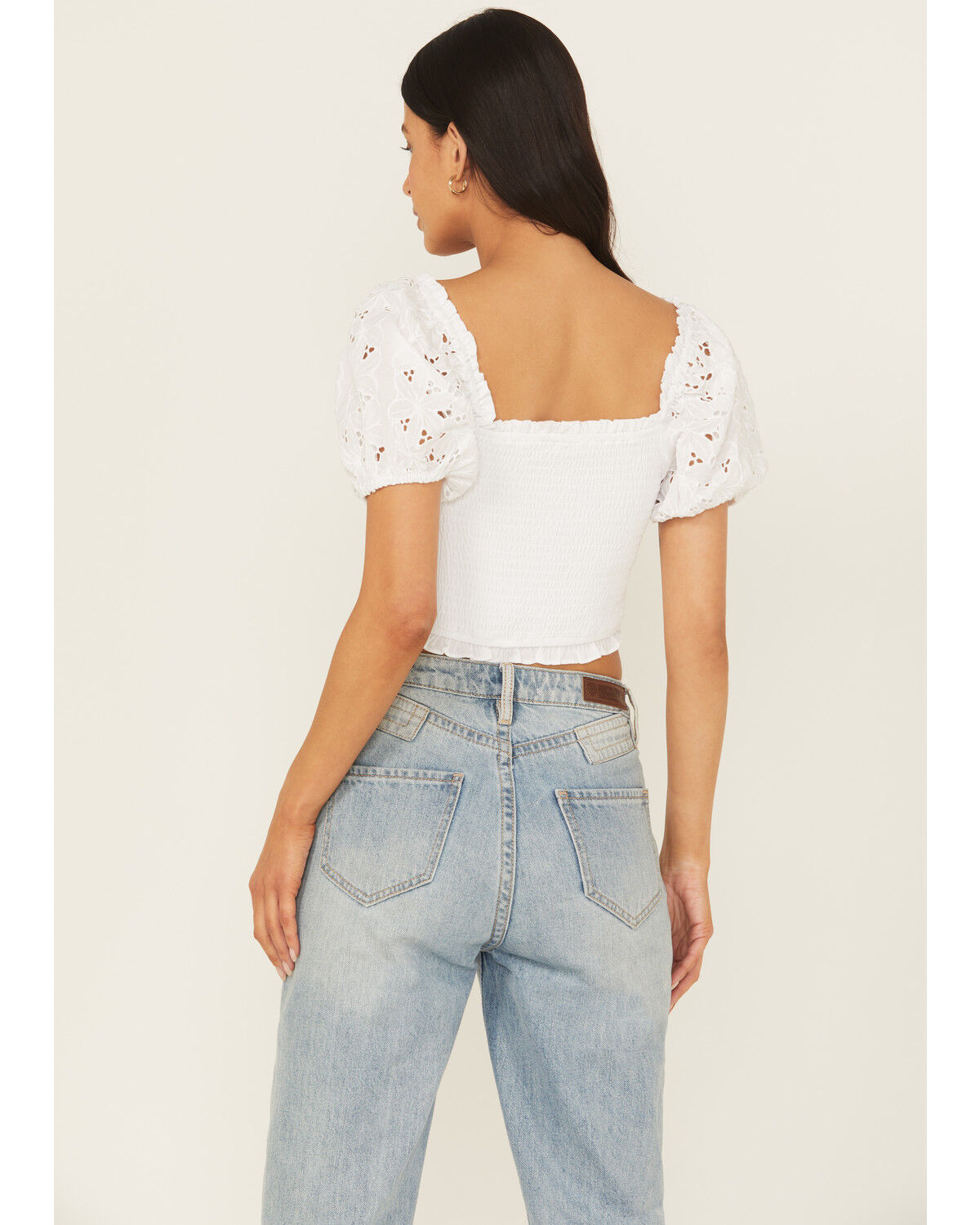 Miss Me Women's Eyelet Sleeve Bustier Top