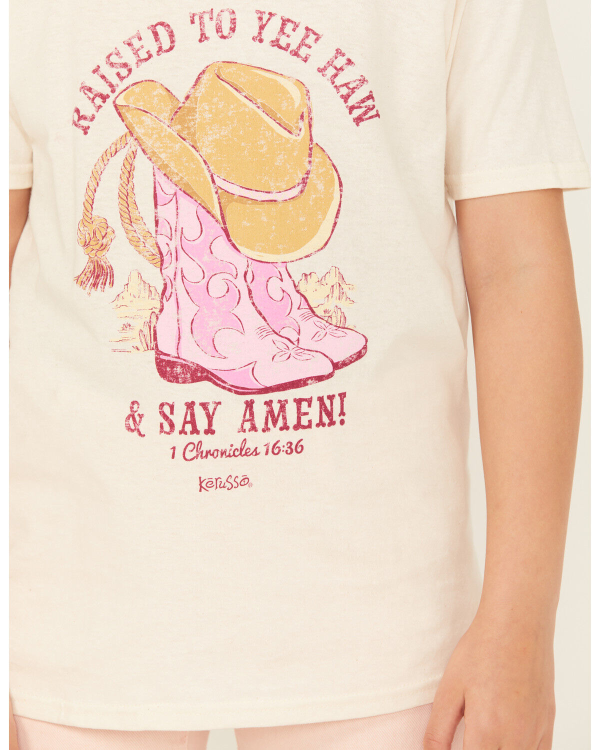 Kerusso Girls' Raised To Yee Haw Short Sleeve Graphic Tee