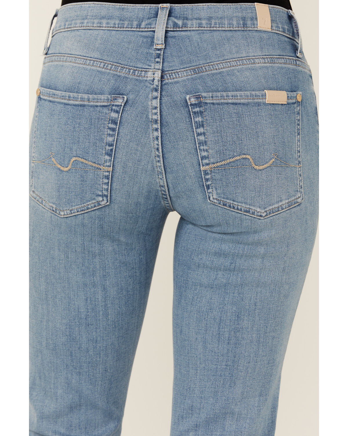 7 For All Mankind Women's Light Wash Mid Rise Tailorless Bootcut Stretch Denim Jeans