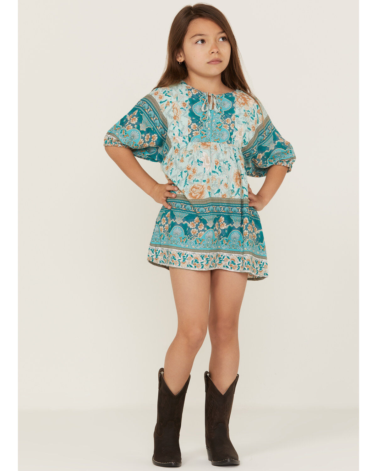 Hayden Girls' Border Print Tunic Mini Dress