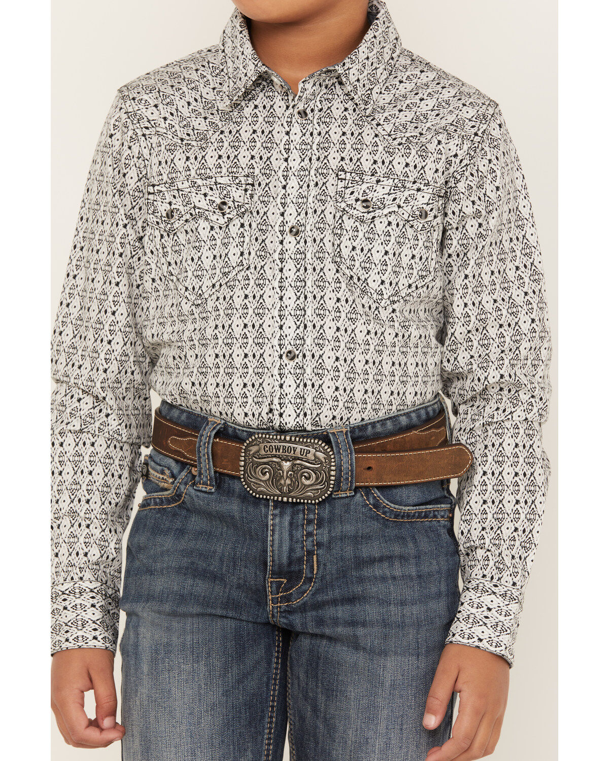 Cody James Boys' Southwestern Print Long Sleeve Western Snap Shirt