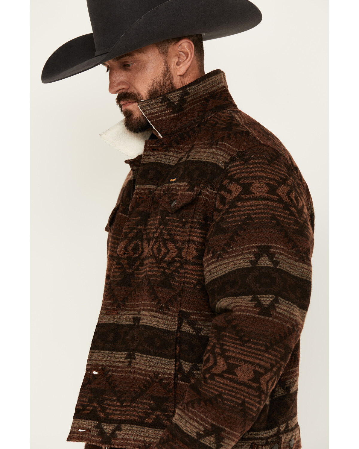 Wrangler Men's Southwestern Print Sherpa Lined Jacket