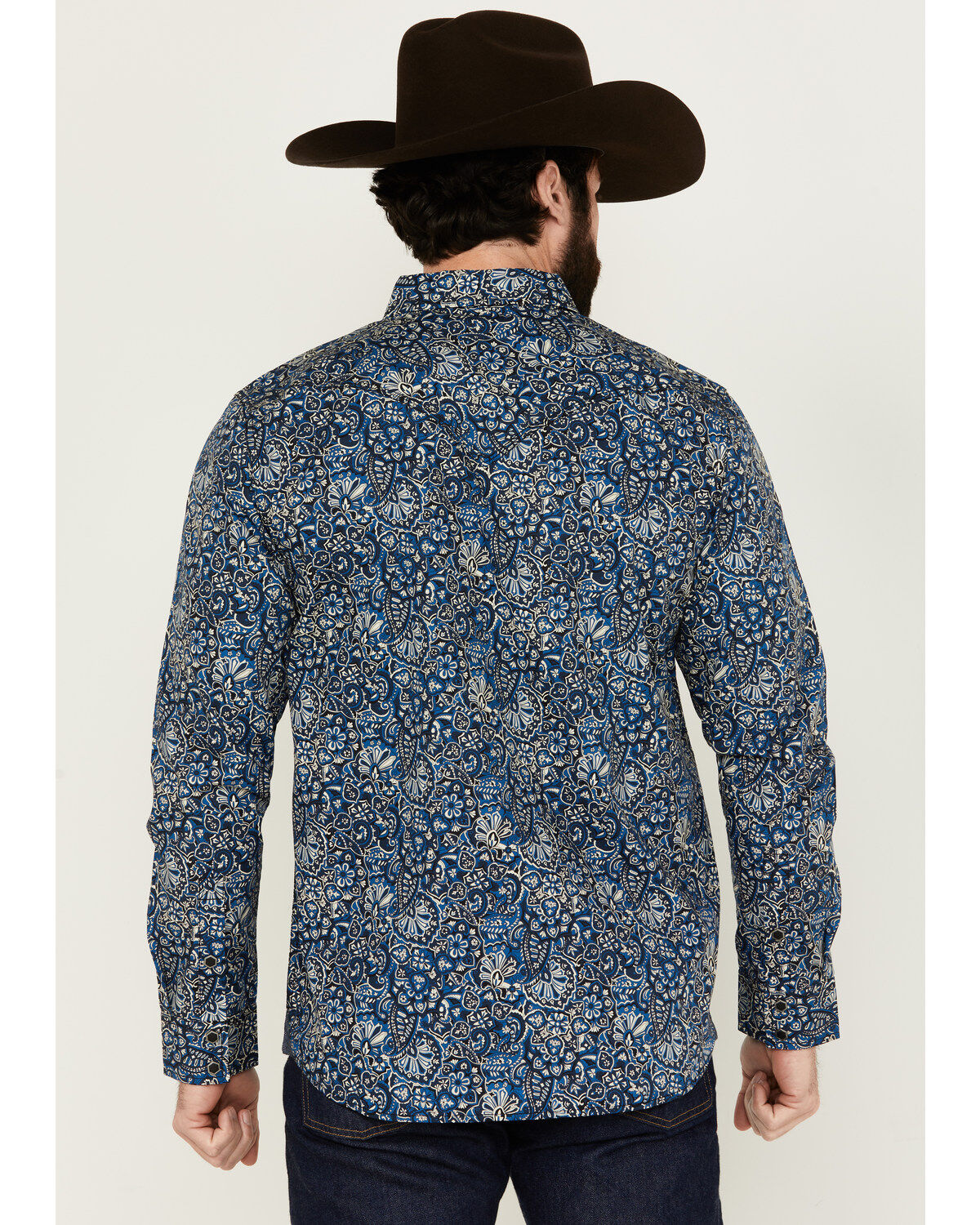 Moonshine Spirit Men's Verano Floral Paisley Print Long Sleeve Snap Western Shirt