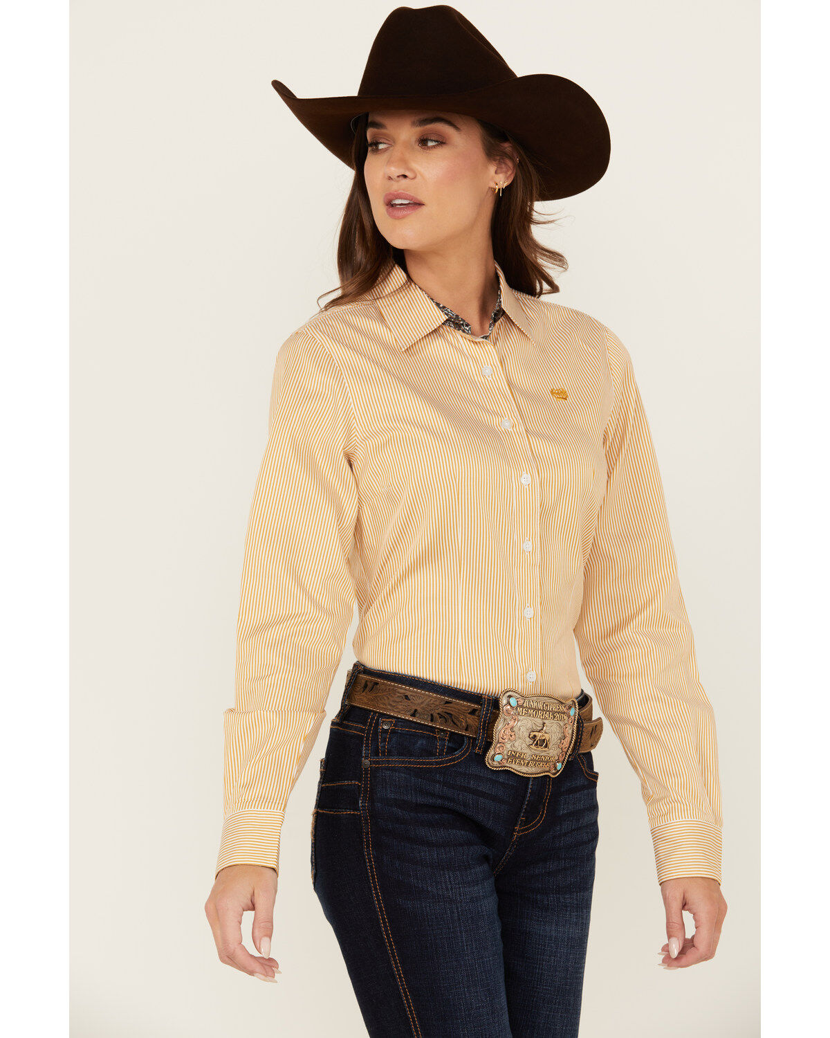 Cinch Women's Striped Long Sleeve Button-Down Western Shirt