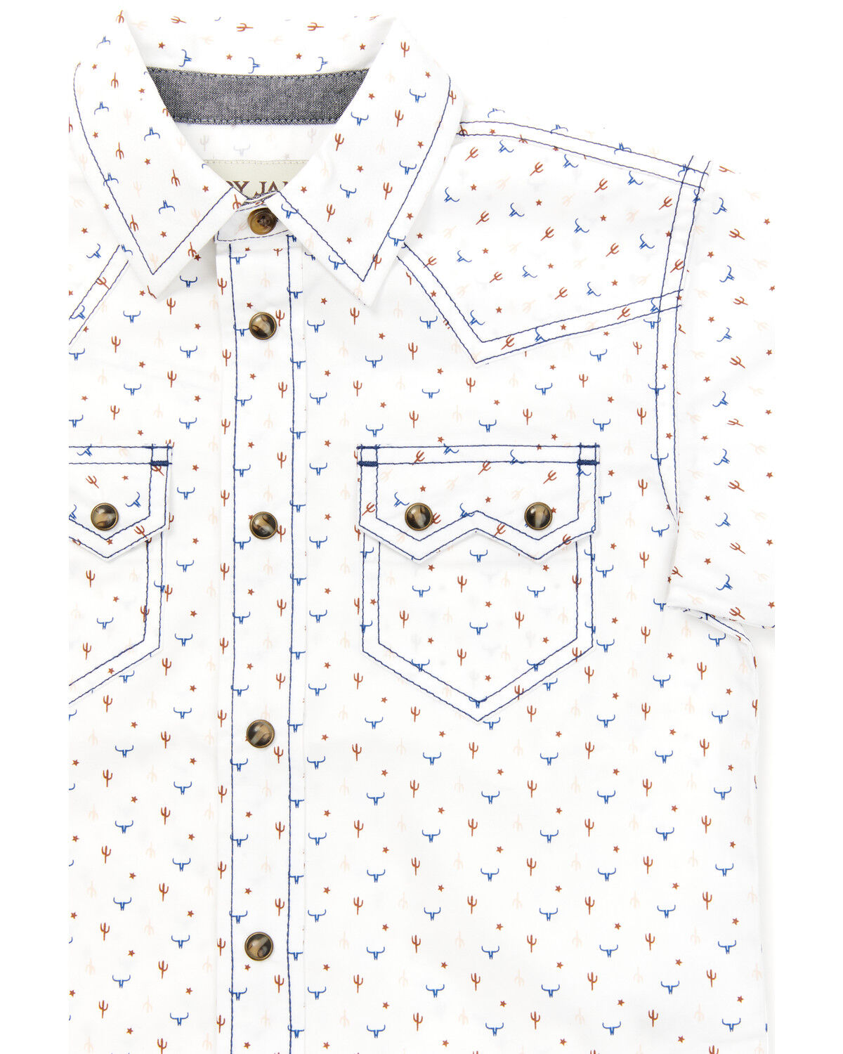 Cody James Toddler Boys' Bull Cactus Print Short Sleeve Snap Western Shirt