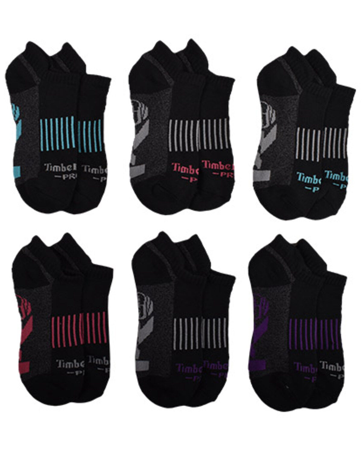 Timberland PRO Women's Contrast Logo No-Show Socks - 6 Piece