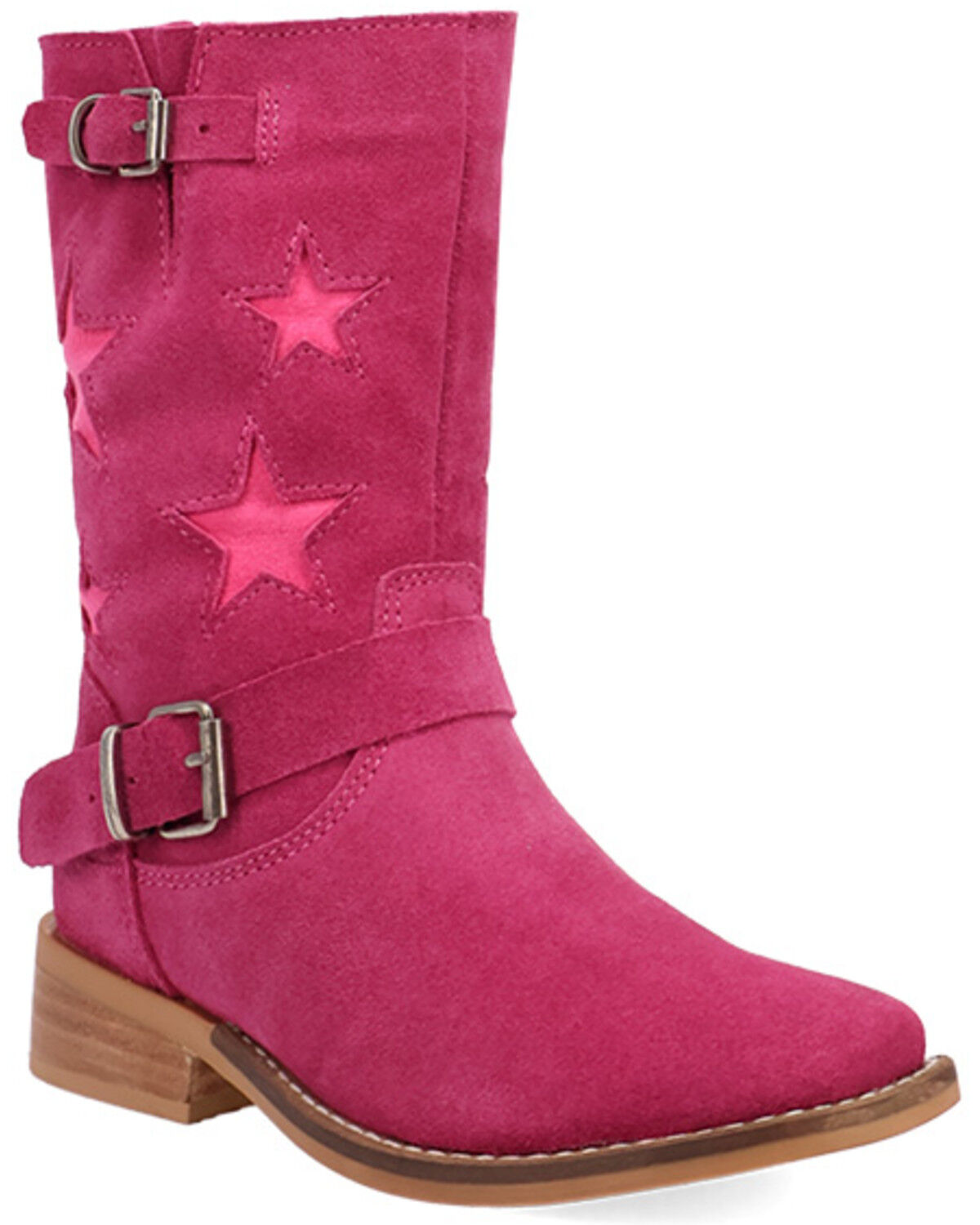 Dingo Little Girls' Blacklist Star Inlay Harness Boots - Square Toe