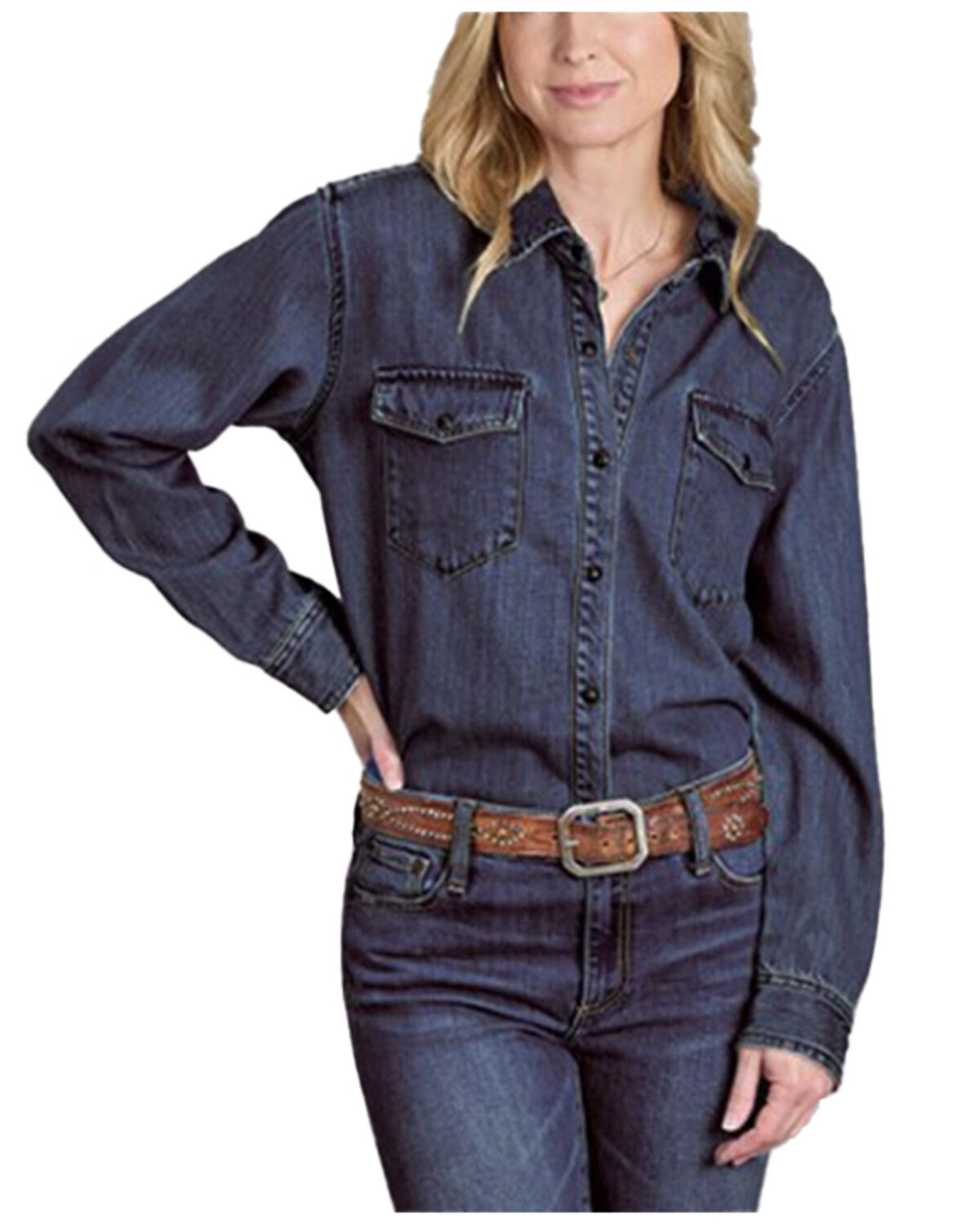 Stetson Women's Dark Wash Denim Long Sleeve Snap Western Shirt