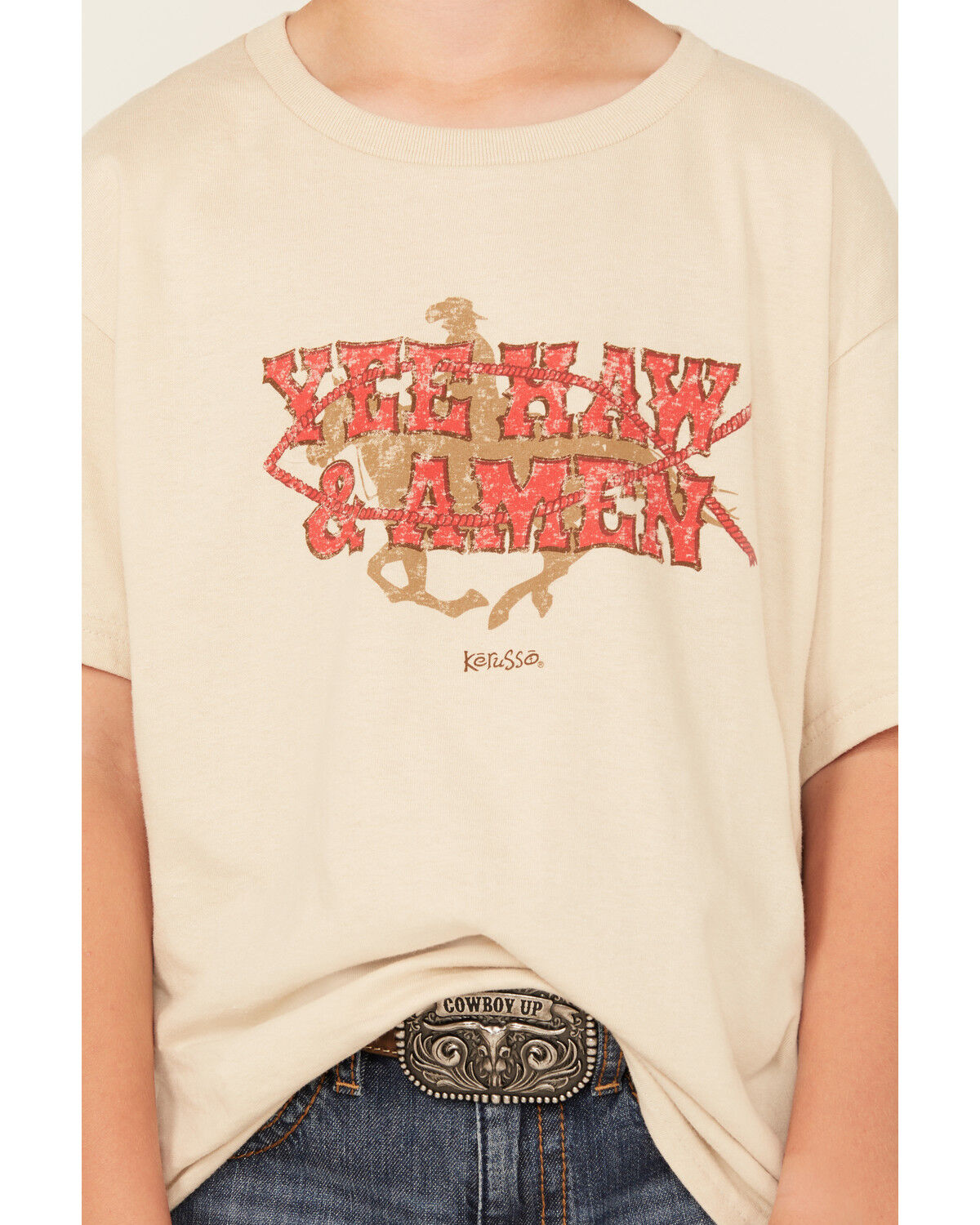 Kerusso Boys' Yee Haw & Amen Short Sleeve Graphic Tee